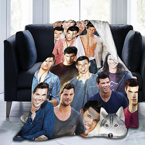Suehome Taylor Lautner Decke aus weichem und bequemem Wollfleece, Überwurfdecken für Sofa, Büro, Auto, Camping, Yoga, Reisen, Heimdekoration, gemütlich, Plüsch, Stranddecke, Geschenk