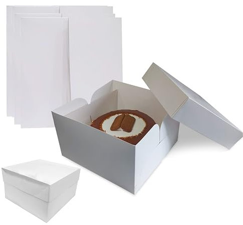 Amour Packaging Amour Cake Box (12 x 12 x 6) – Cajas de cartón resistente de alta calidad de 12 pulgadas con tapa para llevar pasteles, magdalenas, donas, pasteles – Fácil montaje con mecanismo de blo