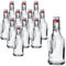 gouveo Lot de 12 bouteilles en verre de 250 ml avec bouchon mécanique et anse – Bouteilles vides à remplir et à offrir – Idéales pour liqueur, sirop, jus, smoothie, huile, vinaigre (BF250H)