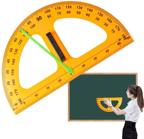 Großes Mathematik Lineal, Tafel Winkelmesser 50 cm, 180 Grad Winkelmesser, 2 In 1 Winkelmesser und Kompass, Großes Digitales Lehrmaterial für Tafel, Whiteboard, Bürozeichnungen