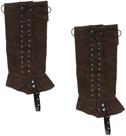 XINCHI Stiefelüberzieher Herren Damen Mittelalter Stiefel Gamaschen Pirate Stiefelstulpen Kunstleder Stiefelstulpen Retro Renaissance Beinwickel Steampunk Kostümzubehör Karneval Halloween