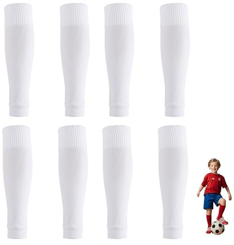 Nnicorns 4 Paare Stutzen kinder Fußball, Stutzen Ohne Socken, Fußball Stutzen Kinder, Fußball Sleeves Tubes Fußballstutzen Stegstrümpfe Fussball Stutzen (weiß, 36, M)