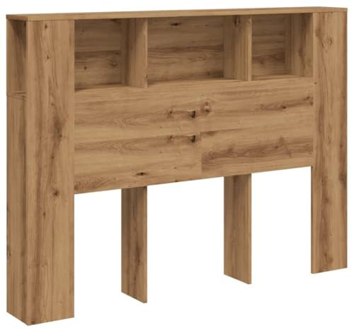 vidaXL Kopfteil, Bettkopfteil mit Stauraum, Schlafzimmer Kopfteil-Regal Wand-Kopfteil, Betthaupt, Artisan-Eiche 140x18,5x102,5cm Holzwerkstoff