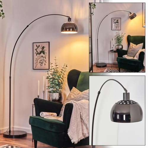 HOFSTEIN Stehleuchte Baloca, Stehlampe aus Metall mit Marmorfuß in Schwarz/Chromfarben/Weiß, verstellbare Leuchte im Retro/Vintage-Design, Fußschalter, Lichteffekt, E27, Wohnzimmer, Schlafzimmer, Büro