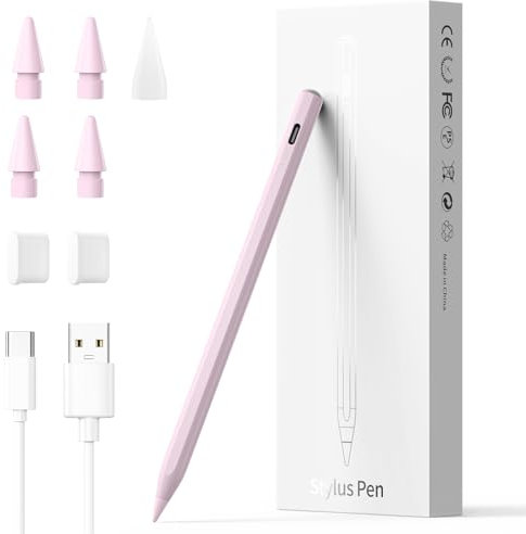 Hastraith Stylus Pen for ipad 2018-2024, ipad Pen with Tilt Sensitivity, Palm Rejection, 13 Minutes Fast Charging, Compatible with Pro 13/12.9/11, Air 3-6, iPad 6-10, Mini 5/6, Pink