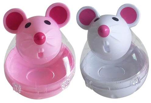 Katzenspielzeug Leckerli Spender, Mausform Leckerli-Ball, Katzenfutter Futterstation Maus Taumelt Fehlender Futterball, Interaktiver Slow Feeder, Transparent Snackball, Mäuse Futterspender Ball 5x7 Cm