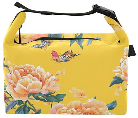 Wudan Beauty Peonies - Borsa termica per il pranzo, regolabile, per adulti, verticale, per cucina e università