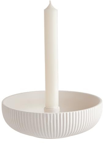 BUTLERS Stabkerzenhalter Candle Bowl 4er Set Ø16 cm Steinzeug Beige | Vielseitiger Kerzenteller für Lange Kerzen & Tischdeko