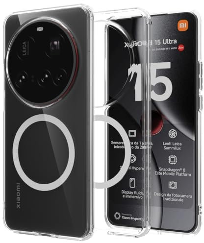 ZHMECOCASE Magnetische Hülle für Xiaomi 15 Ultra 5G – [MagSafe Kompatibel] [Starker N56-Magnet] [Militärischer Schutz] [Schlank & Stoßfest] Kristallklar Case, Transparent
