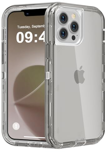 Follaroma for iPhone 12 Pro Max Case, Heavy Duty Shockproof Protection Phone Cases, Anti-Drop, Dual Layer Transparent Protective Cover Compatible with iPhone 12 ProMax, 6.7 inch, Crystal Grey
