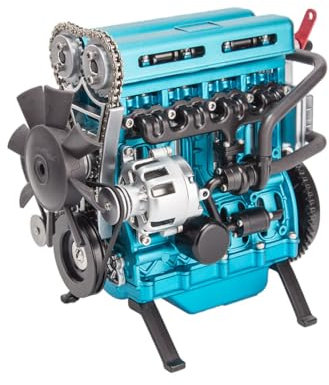 PizazzToy Verbrennungsmotor Modell, 3D Metall Turbolader Reihenvierzylinder Automotor Maschinenbau DIY Montage L4 Motor Modellbausatz (364+Stück)