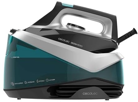 Cecotec Centre de Repassage Horizontal IronHero H-2800 Station 2800W, Vapeur 135g/min, Coup de Vapeur 360g/min, Semelle Céramique, Anticalcaire, Auto Off, Réglage de la Température, Sans Interruptions