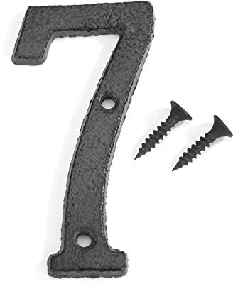 3''Black Cast Iron House & Door Numbers 0-9, Door Numbers with Antique Finish,Rustic Address Number Screw On For Doors And Gates(Number 7)