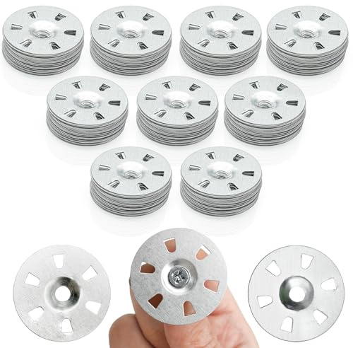Insulation Washers 35mm 200 Pack, Steel Backer Board Fixing Washers | Galvanised six-hole washers for insulation boards, plasterboard and tile backer boards, corrosion-resistant fixing support