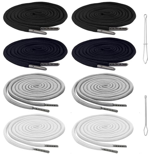 8Pcs Drawstring Replacement Cord for Pants, with Tow Easy Threaders, Round Cotton Drawstring Cord for Hoodies/Sweatpants/Sweaters/Jogging Bottoms/Sports Trousers
