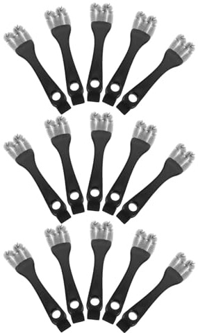 Didiseaon 15Pcs Long Handle Bird Cage Cleaning Brushes with Metal Wire Plastic Scraper Heads, Pet Droppings Remover for Parrot Perch and Cage Cleaning, Black with Gray Bristles