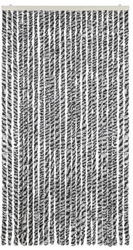 Rideau anti-insectes, gris, noir, blanc, 100 x 220 cm, film chenille pour fenêtre et porte, en 100 % polypropylène, moustiquaire parfaite pour la maison et le jardin