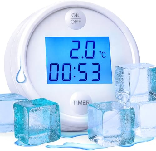 Eisbad Thermometer mit Timer für Pool Spa und Whirlpool | Schwimmend und wasserdicht mit großem gut ablesbarem Display, Weiß
