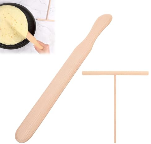 YIPFEN Ensemble 2 pièces, spatule en bois pour crêpes et pancakes, répartiteur de pâte à crêpes, ustensile pour cuisine, spatule résistante à la chaleur