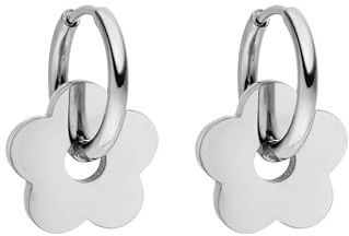 Purelei Flowery Creolen Small – kleine Creolen mit Blumen-Anhänger | wasserfester Edelstahl | 14K Vergoldung, Silber & 18K Rosévergoldung