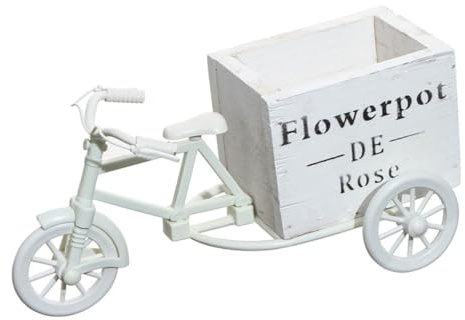 CRAFTHROU Portafiori a Forma di Bicicletta in Legno Bianco Resistente, Leggero e Stabile, per Decorazioni Matrimonio e Centro Tavola Elegante