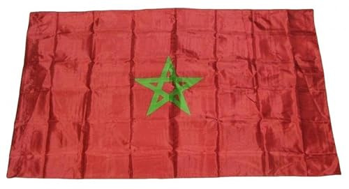 Bandiera Marocco 90x150cm – 5 pezzi – resistente alle intemperie - occhielli in ottone - 100% poliestere - cuciture doppie robuste e colori vivaci