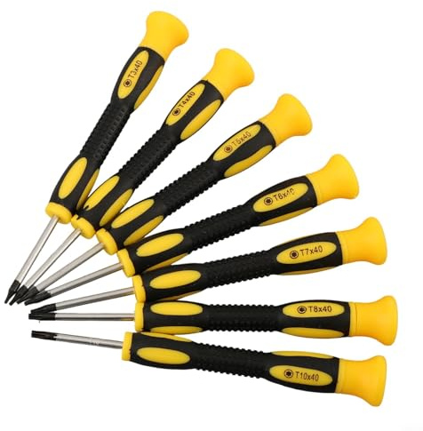 7-teiliges Torx-Schraubendreher-Set T3 bis T10H mit hohlen Spitzen, professionelles Edelstahl-Reparatur-Werkzeug-Set für Xbox, mobile Geräte und Festplatten