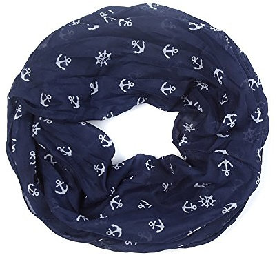 FASHION YOU WANT Damen Rundschal Loop Schal Maritim Anker Segelboot Steuerrad (S01)