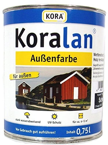Koralan KORA deckende Außenfarbe für Holz - wetterfest, UV-beständig und ideal für Dachuntersichten, Fachwerk, Fenster, Außentüren und Zäune, langlebiger Schutz (Weiß, 0,75 Liter)