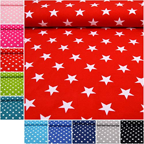 MAGAM-Stoffe Lena Sterne Jersey Stoff Oeko-Tex Meterware 50cm (03. Rot)