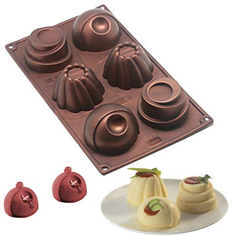 Anlin Coque en silicone 6 trou Outil de moule à gâteau au chocolat pour la cuisson Jelly Pudding Dessert mousse faite à la main Savon la Reine des neiges Moule à Glace