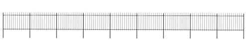 vidaXL Gartenzaun mit dekorativen Speerspitzen Schmuckzaun Metallzaun Zaun Zaunelemente Stahlzaun Gitterzaun Zaunfeld Tor Stahl 15,3x1,2m Schwarz
