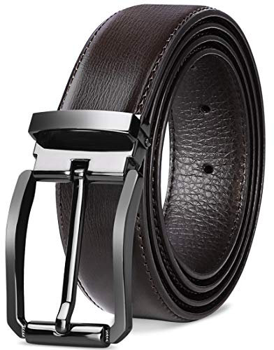 NEWHEY Herren Gürtel Leder Männer Ledergürtel Business Anzug Jeans Gurtel Verstellbar Schwarz Braun 32mm Breit 125cm Braun