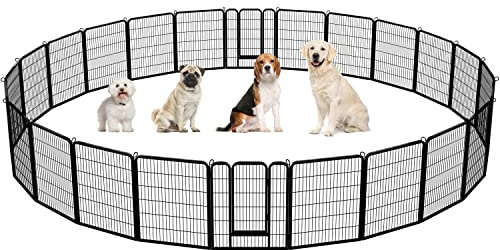 Yaheetech Heavy Duty Dog Pen Indoor/Outdoor, 24 Panels, 80x100 cm W/H,Black | Reinforced Puppy Pen, Multiple Sizes, Flexible Layouts, Simple Setup, Garden, Yard & Camping, for Small to Large Dogs