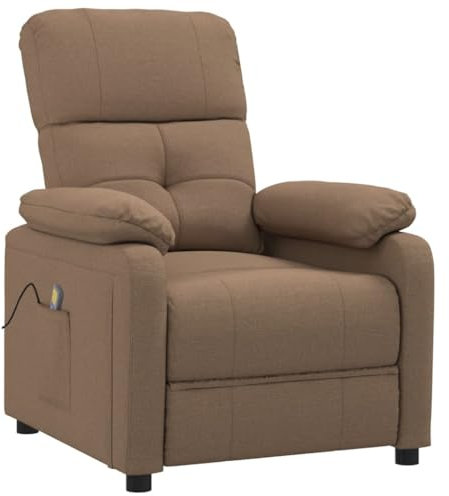 vidaXL Massagesessel, Relaxsessel mit Liegefunktion Vibrationsfunktion, Verstellbarer Sessel Fernsehsessel, Liegesessel Ruhesessel, Braun Stoff