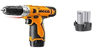 Ingco Taladro atornillador a batería de 12 V con 2 baterías de litio.