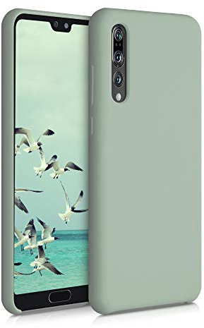 kwmobile Hülle kompatibel mit Huawei P20 Pro Hülle - Silikon Handy Case - Handyhülle weiche Oberfläche - kabelloses Laden - Graugrün