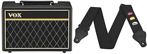 Vox Pathfinder 10 Bass - Amplificadores Combo & Tiger Correa de Guitarra con Soportes de púa, Estándar, Negro