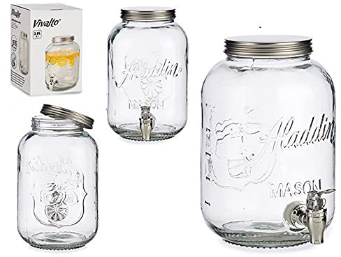 amara-global Distributeur de boisson XXL 4 l, 7 l, 8 l, distributeur d'eau en verre avec robinet (3,8 l)