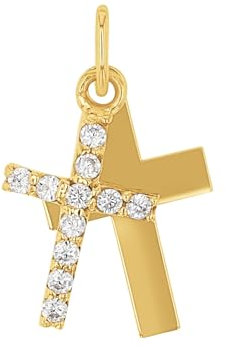 Amor Motivanhänger Mädchen Kinder Anhänger, mit Zirkonia synth., 2,1 cm, Gold, Kreuz, Kommt in Schmuck Geschenk Box, 2013636