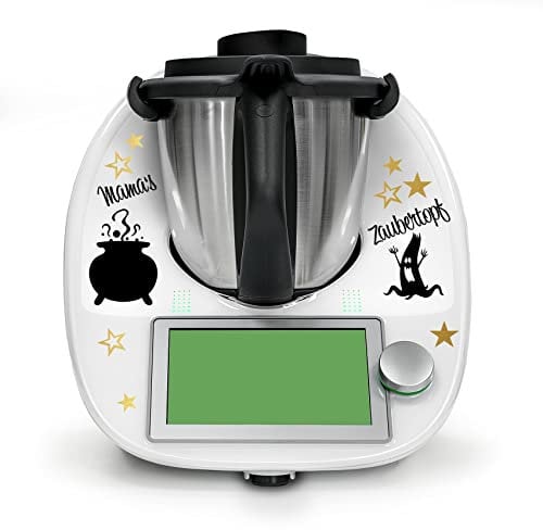 Finest Folia Deko Aufkleber kompatibel mit Küchenmaschine Thermomix TM5 TM6 Design Sticker Zubehör für Küchengerät wasserfest selbstklebend K154 (06 Zaubertopf, Gold)