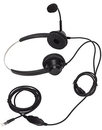 Auriculares de Servicio Al Cliente con Cancelación de Ruido, Conector RJ9, Auriculares de Teléfono con Cable Binaural con Micrófono para Teléfonos VOIP, Centro de Llamadas, Auriculares con Cancelación