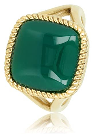 My Bendel Siegelring Gold mit grünem Achat Edelstein- Stylischer Ringe für Damen mit echtem Edelstein - Bleibt schön und Verfärbt nicht - Stapeln Ringe - mit Luxuriösen Geschenkverpackung