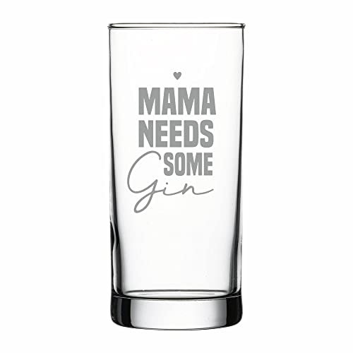 4you DESIGN Gin Glas mit lustigem Spruch | Mama needs some Gin! | Geschenkidee für Männer und Frauen | Geschenk zum Geburtstag, Weihnachten, Valentinstag, Vatertag oder zur Hochzeit | Füllmenge 485 ml