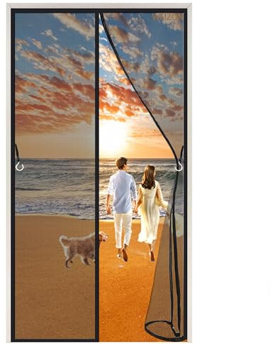 Magnet Fliegengitter Tür Insektenschutz 145 x 225 cm Magnetvorhang ist Ideal für Balkontür Wohnzimmer und Terrassentür, Kinderleichte Klebemontage Ohne Bohren - Schwarz A