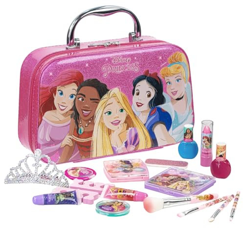 Disney Princess Zipper Train Case Makeup Set for Kids | Makeup Kit Includes Lip Gloss, Nail Polish & more | Birthday Gifts for Ages 3+ by Townley Girl
