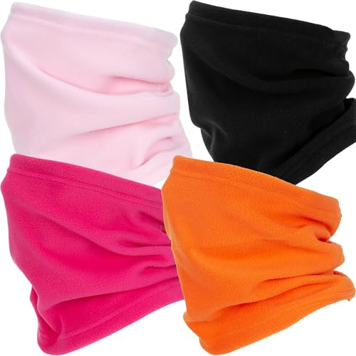 Zollen 4/3/1 Pack Neck Warmer Snood for Men Women Unisex Fleece Winter Neck Gaiter Windproof Bandana Adjustable Face Covering Scarf for Skiing Motorcycle Outdoor Sports Running Cycling