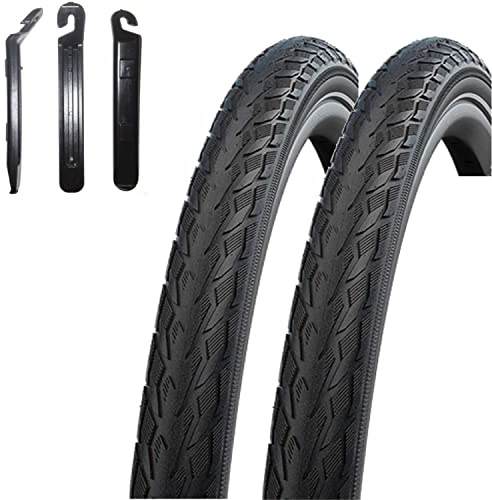 2 x Schwalbe Delta Cruiser Plus PunctureGuard E-25 Fahrradreifen mit Reflex Schwarz 40-622 (28 x 1.50) inkl. Reifenheber