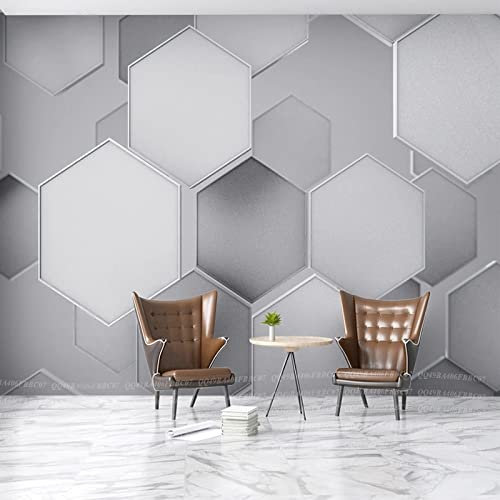 KOMEDO Custom Mural Wallpaper 3D Geometric Hexagon Diagram Creative Art Wall Painting Modern Living Room Background Wall Paper 3D Decor -450X300cm