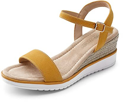 DREAM PAIRS Espadrilles À Bout Ouvert pour Femme Sandales Élégantes À Plateforme,Size 36,Jaune,SDPW2342W-E